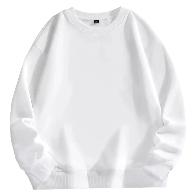Men's Casual Round Neck Long-sleeved Pullover Sweatshirt Men's Classic Solid Color Top Couples Wear Daily Essential Clothing