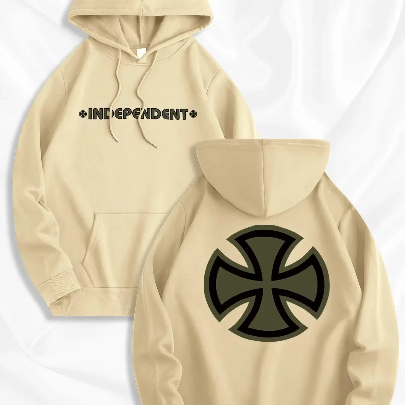 Men's new trendy hooded sweatshirt, casual daily drawstring hooded sports shirt with print, independent, front kangaroo pocket