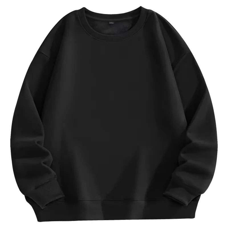 Men's Casual Round Neck Long-sleeved Pullover Sweatshirt Men's Classic Solid Color Top Couples Wear Daily Essential Clothing