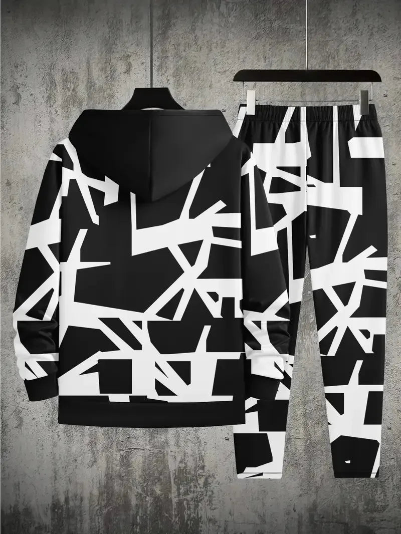 The new men's sweatshirt set for Spring and Autumn 2025 is soft skin-friendly casual and 3D printed with roller skating