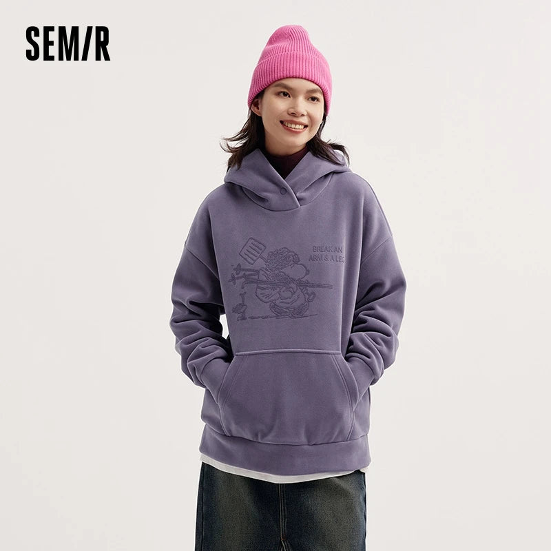 Semir Sweatshirt Women Mid-Length Patterned 2025 New Oversize Warm Versatile Soft Winter Hoodies For Woman