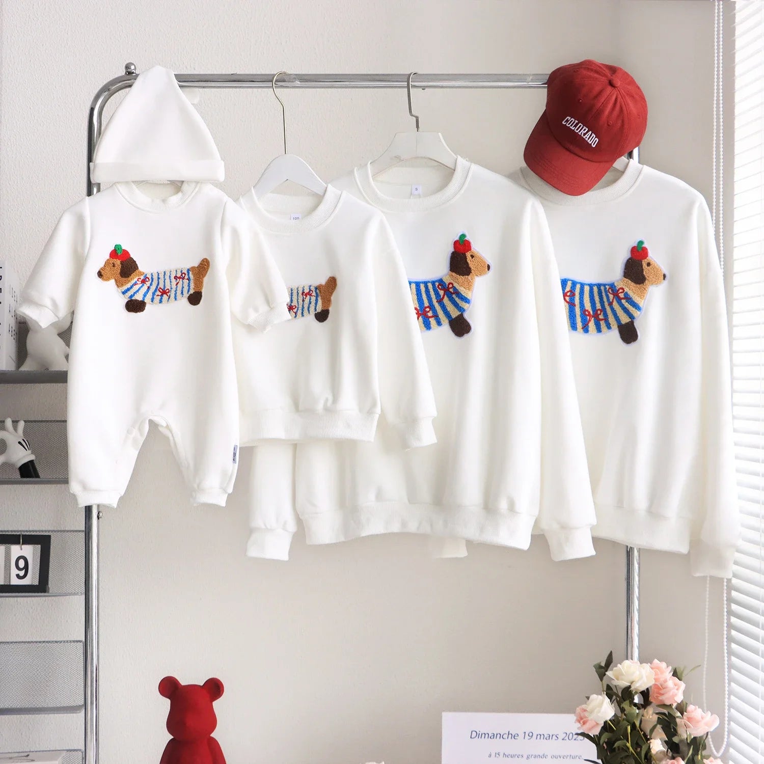 Family Funny Sweatshirt Cute Dog Print Parent-child Matching Clothes Father Mother and Daugther Son Long Sleeve Tops Baby Romper