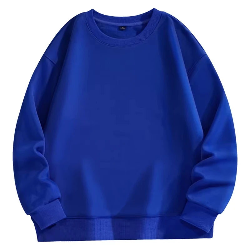 Men's Casual Round Neck Long-sleeved Pullover Sweatshirt Men's Classic Solid Color Top Couples Wear Daily Essential Clothing