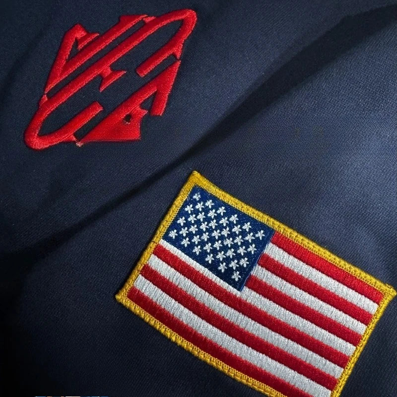 Embroidered Sweatshirt Mens Hot Sell in Stock 24 Hour Shipping Y2k Stand Collar Quarter Zip Pullover Oversize Hoodies