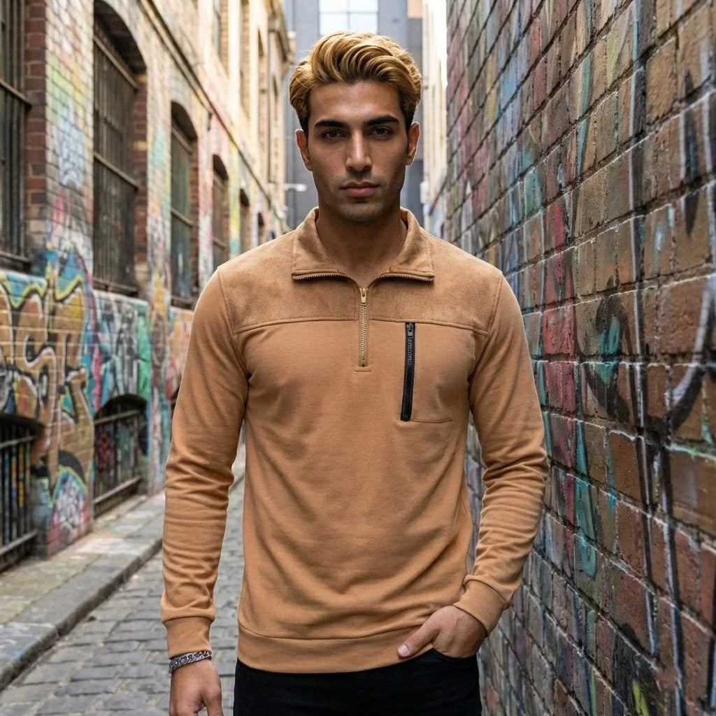 Spring Autumn Sweatshirt  Multi Size Casual Men's Fashion Top Comfortable Outdoor Wear Multi Color Short Zipper Clothes