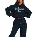 2pcs Women's Hooded Sweatshirt & Jogger Set with Graphic Print - Black & White Gradient Colorblock, All-Season Casual Clothing,