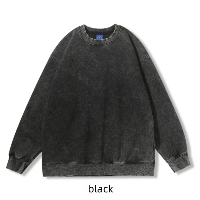 Washed Sweatshirt for Men Women Cotton Loose O-Neck Oversized Clothing Korean Y2k Tops Casual Vintage Long Sleeve Hoody 2026