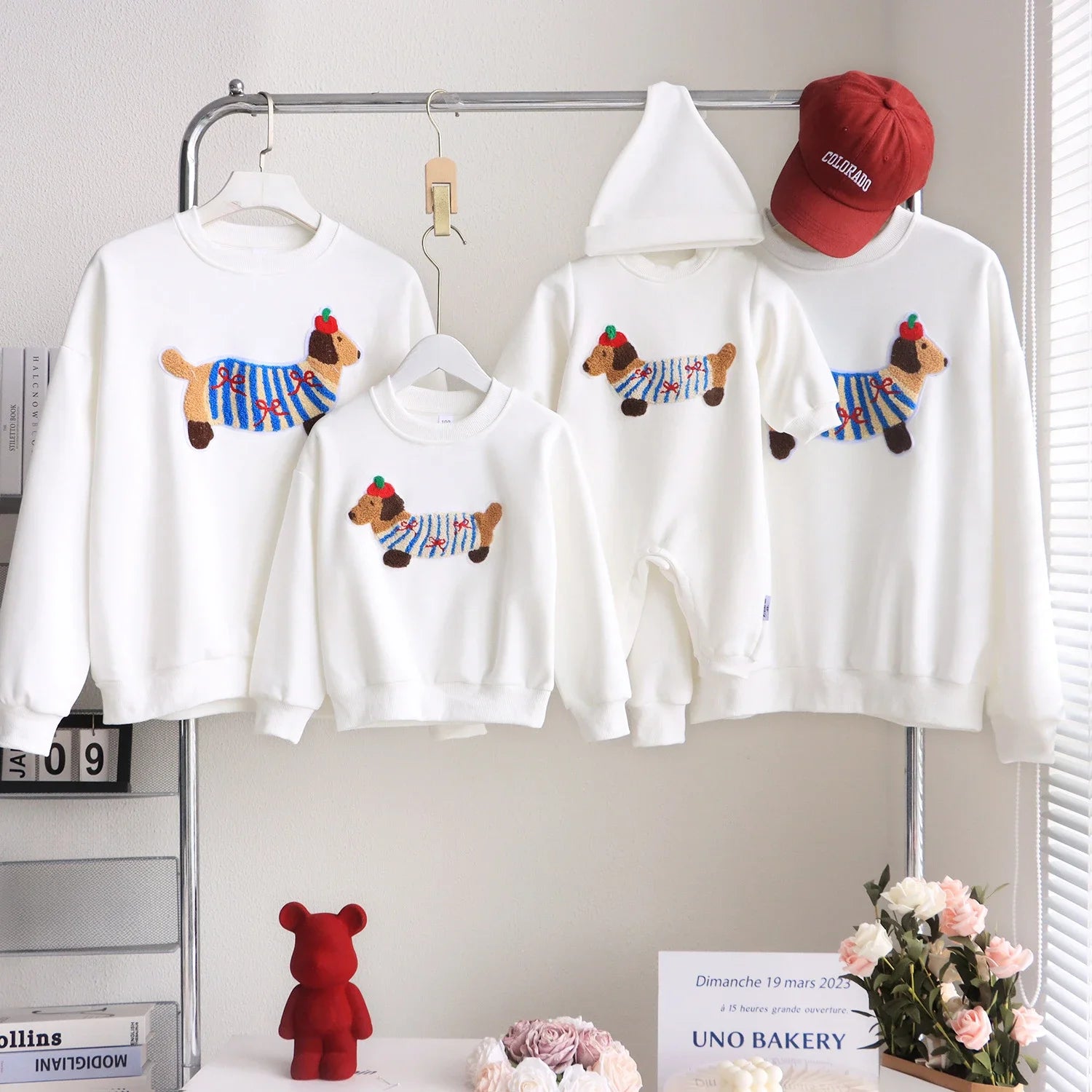 Family Funny Sweatshirt Cute Dog Print Parent-child Matching Clothes Father Mother and Daugther Son Long Sleeve Tops Baby Romper
