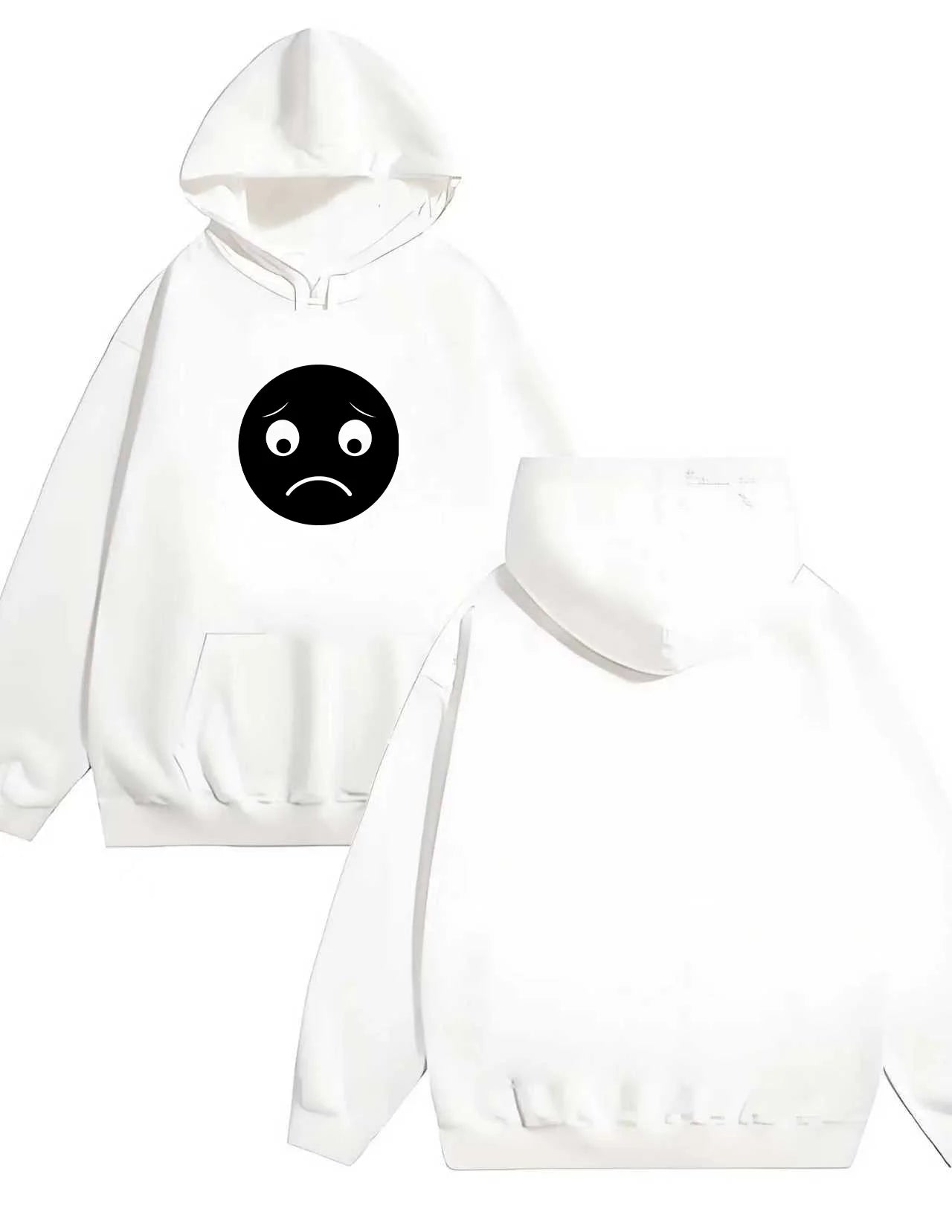 2025 New smiling face printed hooded Sweatshirt for men and women casual and fashionable loose 330G heavy-duty hooded sweatshirt