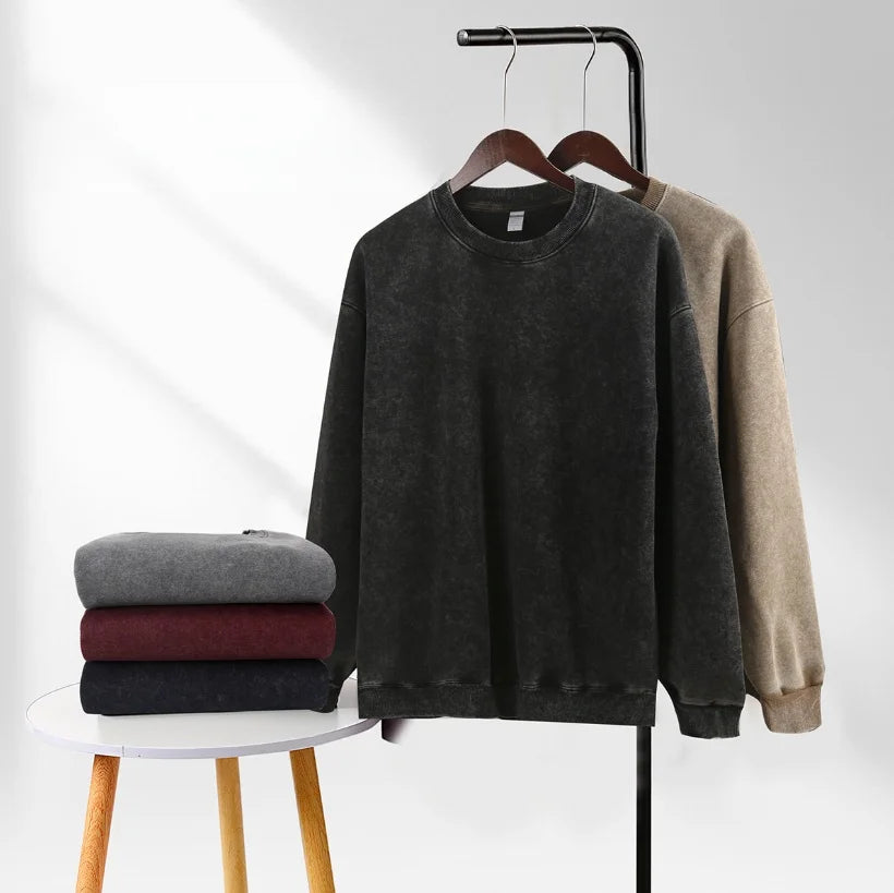 Washed Sweatshirt for Men Women Cotton Loose O-Neck Oversized Clothing Korean Y2k Tops Casual Vintage Long Sleeve Hoody 2026