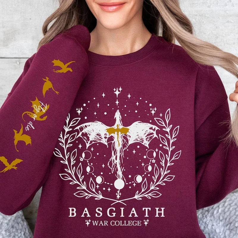 Fourth Wing Sweatshirt Basgiath War College Sweatshirt Women Graphic Hoodies Riders Quadrant Fantasy Reader Bookish Pullover Top