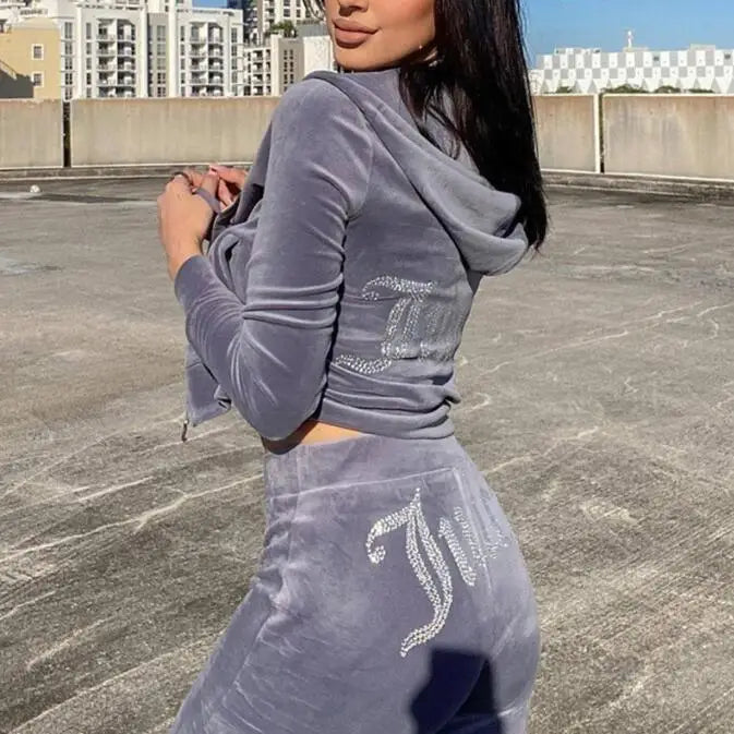 2025 Autumn Winter Women Sweatshirt Set Solid Color Casual Simple Hooded 2 Piece Set Fashion Gym Jogging Woman Pant Sets