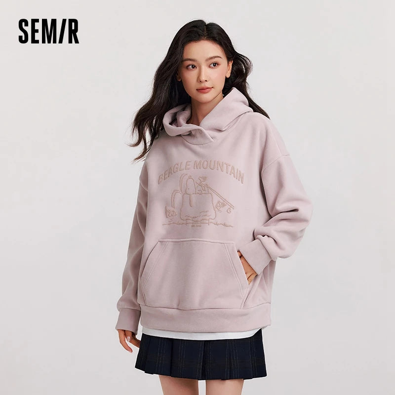 Semir Sweatshirt Women Mid-Length Patterned 2025 New Oversize Warm Versatile Soft Winter Hoodies For Woman
