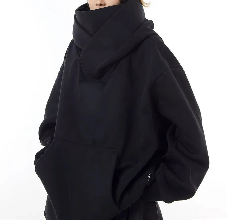 2025 Autumn Winter New Sweatshirt Jacket High Collar Hooded Sweatshirt for Women with a Sense of Design Loose Jacket