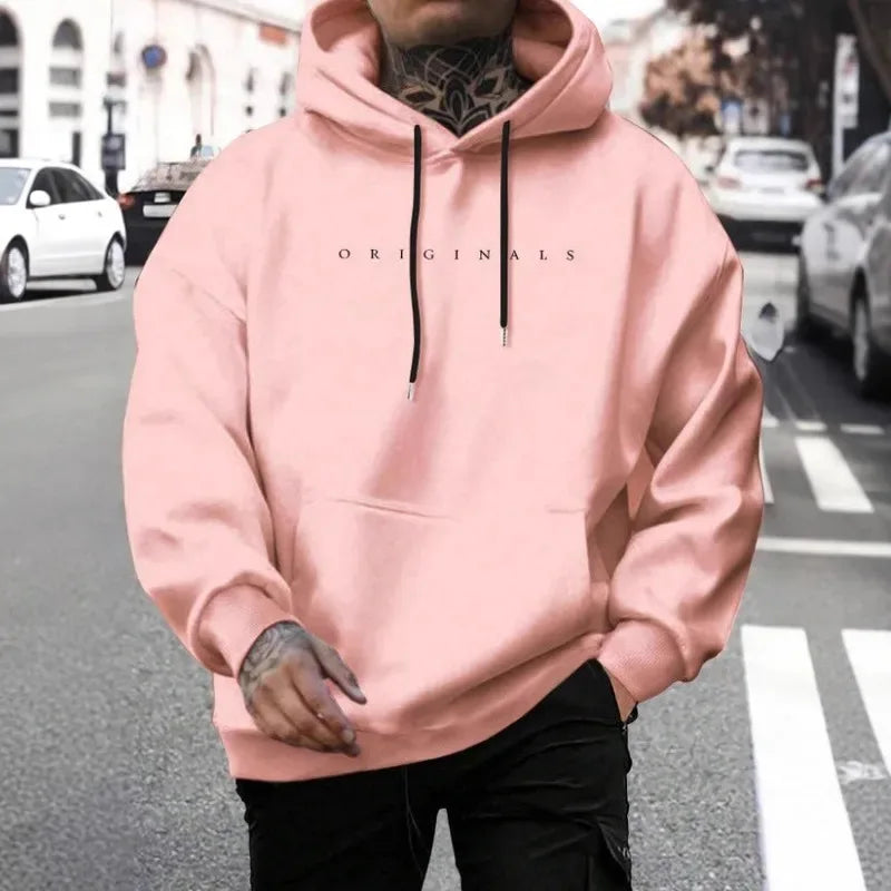 Men's and women's hooded sweatshirt original letter printed long sleeved trendy casual loose warm pullover