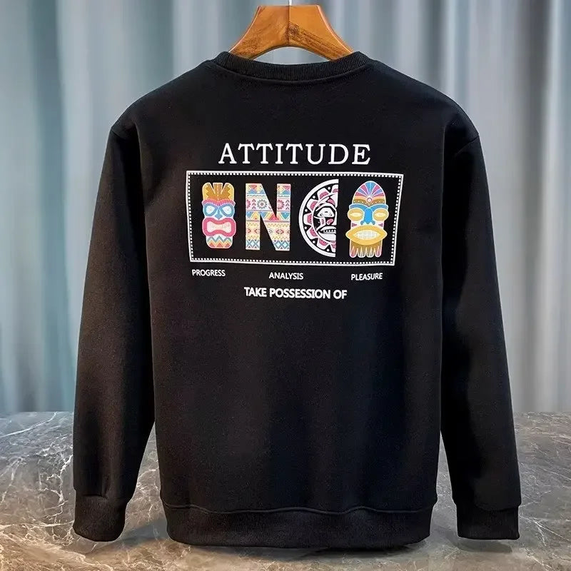 American Men's Sweatshirt Autumn Vintage Graphic Long Sleeve T-shirt Daily Home Casual Men's Clothing Oversized Loose White Top