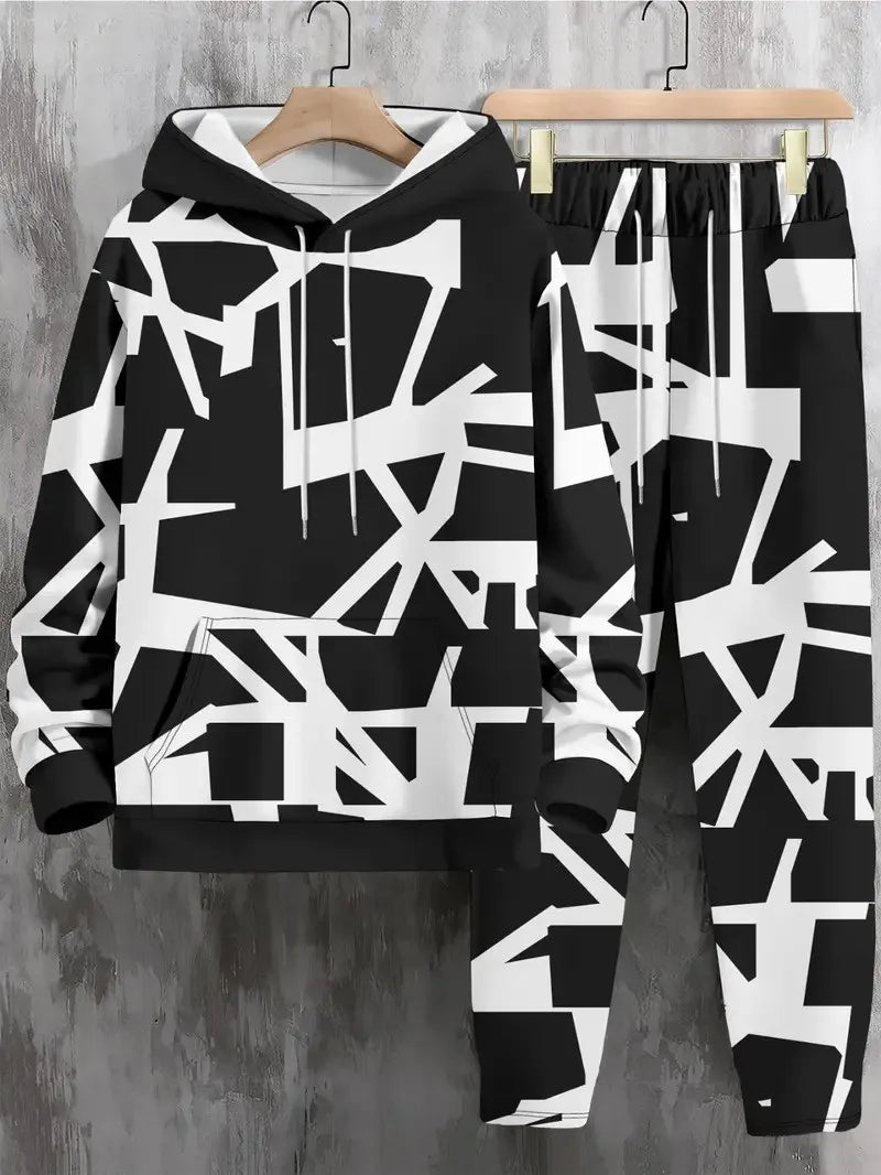 The new men's sweatshirt set for Spring and Autumn 2025 is soft skin-friendly casual and 3D printed with roller skating