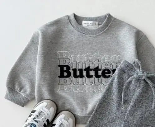 2025 Autumn New Children Sweatshirt Girls Letter Embroidery Pullover Tops Cotton Kids Boys Long Sleeve Casual Sweatshirt