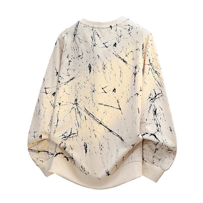 New Large-sized Sweatshirt for Spring Autumn Men's Wear Featuring A Casual Fashionable  Round-neck Loose Versatile Long-sleeved