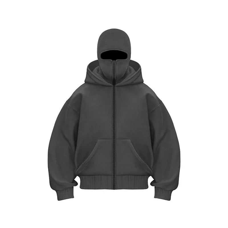Double Hood Zip Up Sweatshirt Jacket Autumn Ins Style Unisex Couple Top for Spring Fall Winter Wear