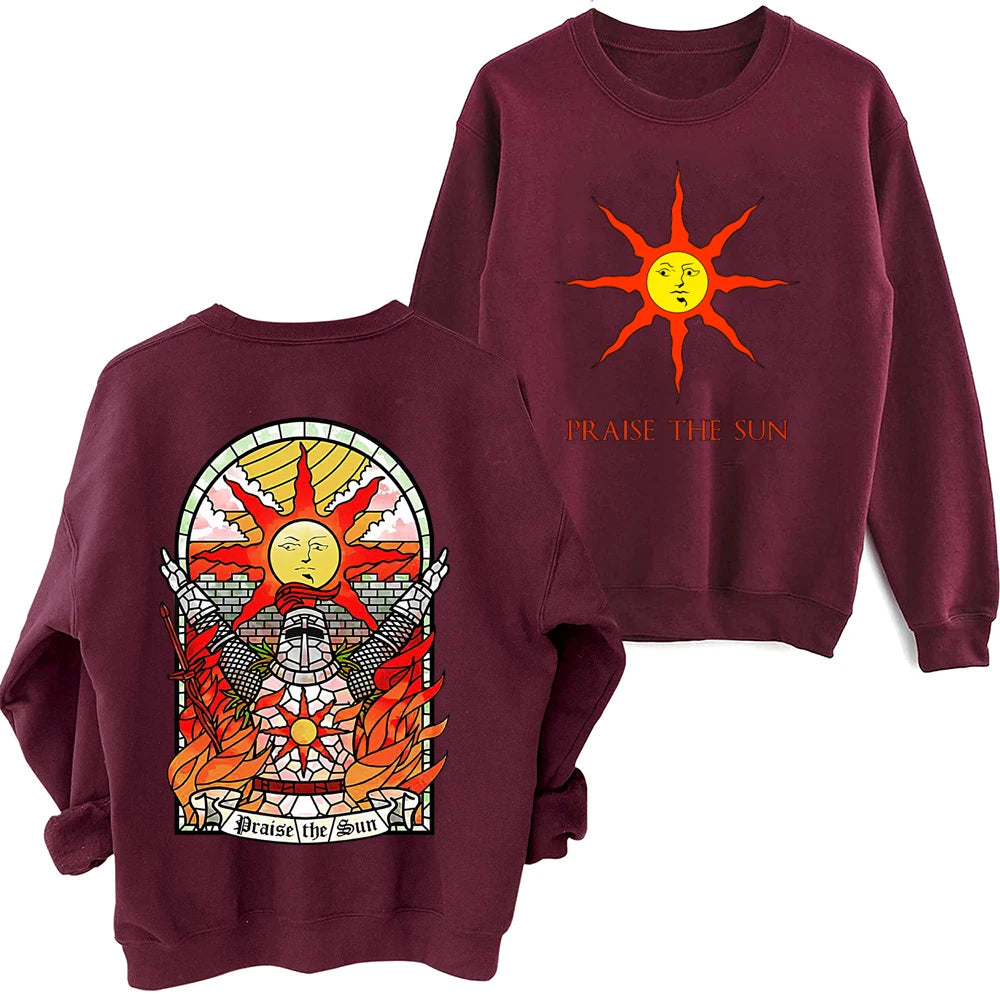 Dark Souls Praise The Sun Sweatshirt Man Woman Harajuku Round Neck Long Sleeve Oversized