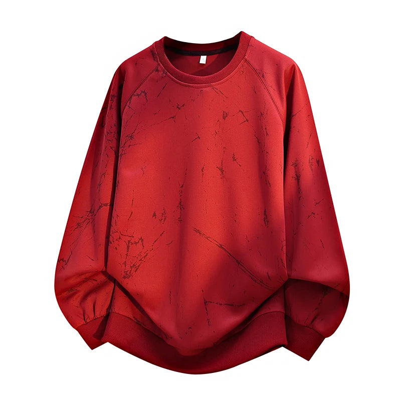 New Large-sized Sweatshirt for Spring Autumn Men's Wear Featuring A Casual Fashionable  Round-neck Loose Versatile Long-sleeved