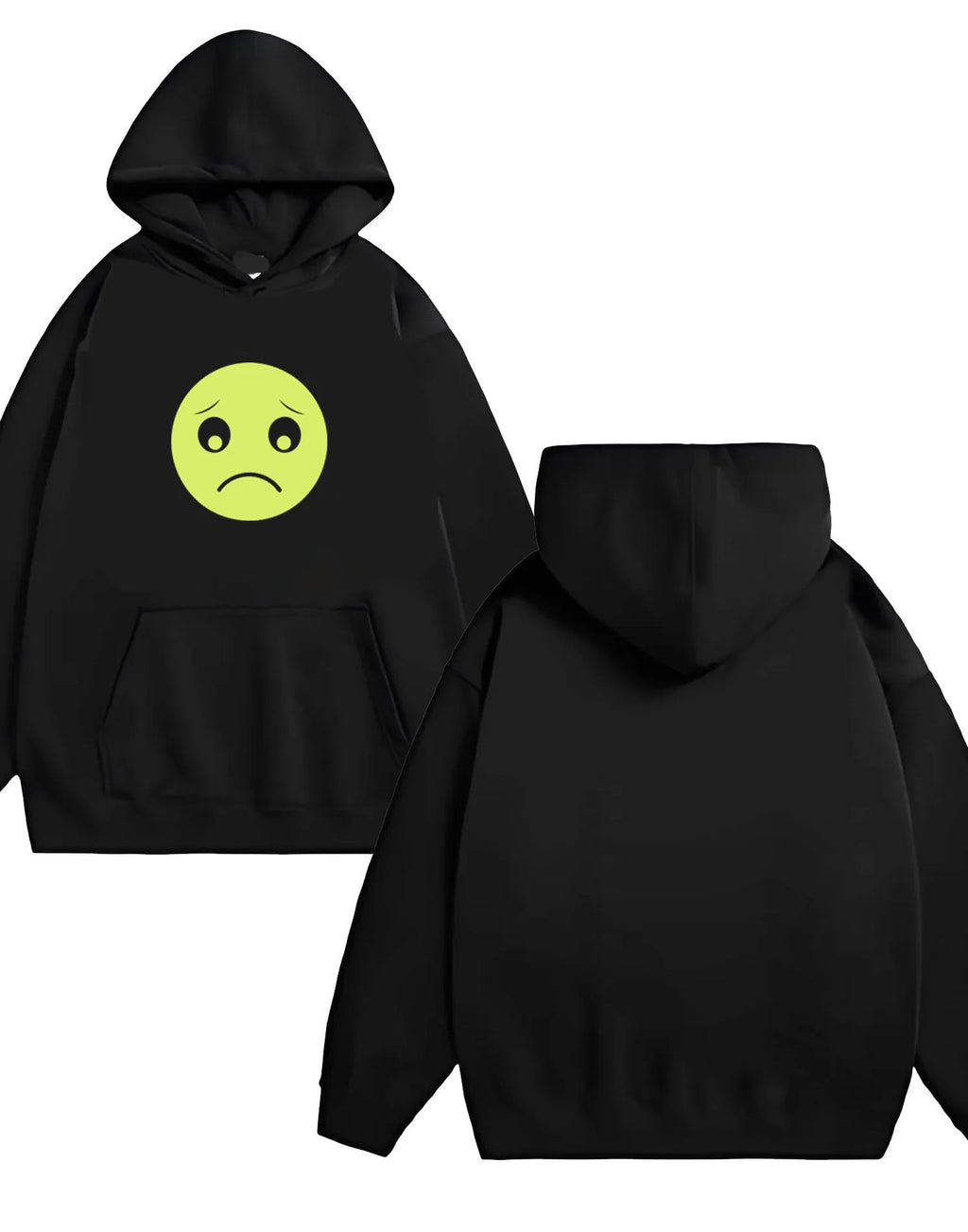 2025 New smiling face printed hooded Sweatshirt for men and women casual and fashionable loose 330G heavy-duty hooded sweatshirt
