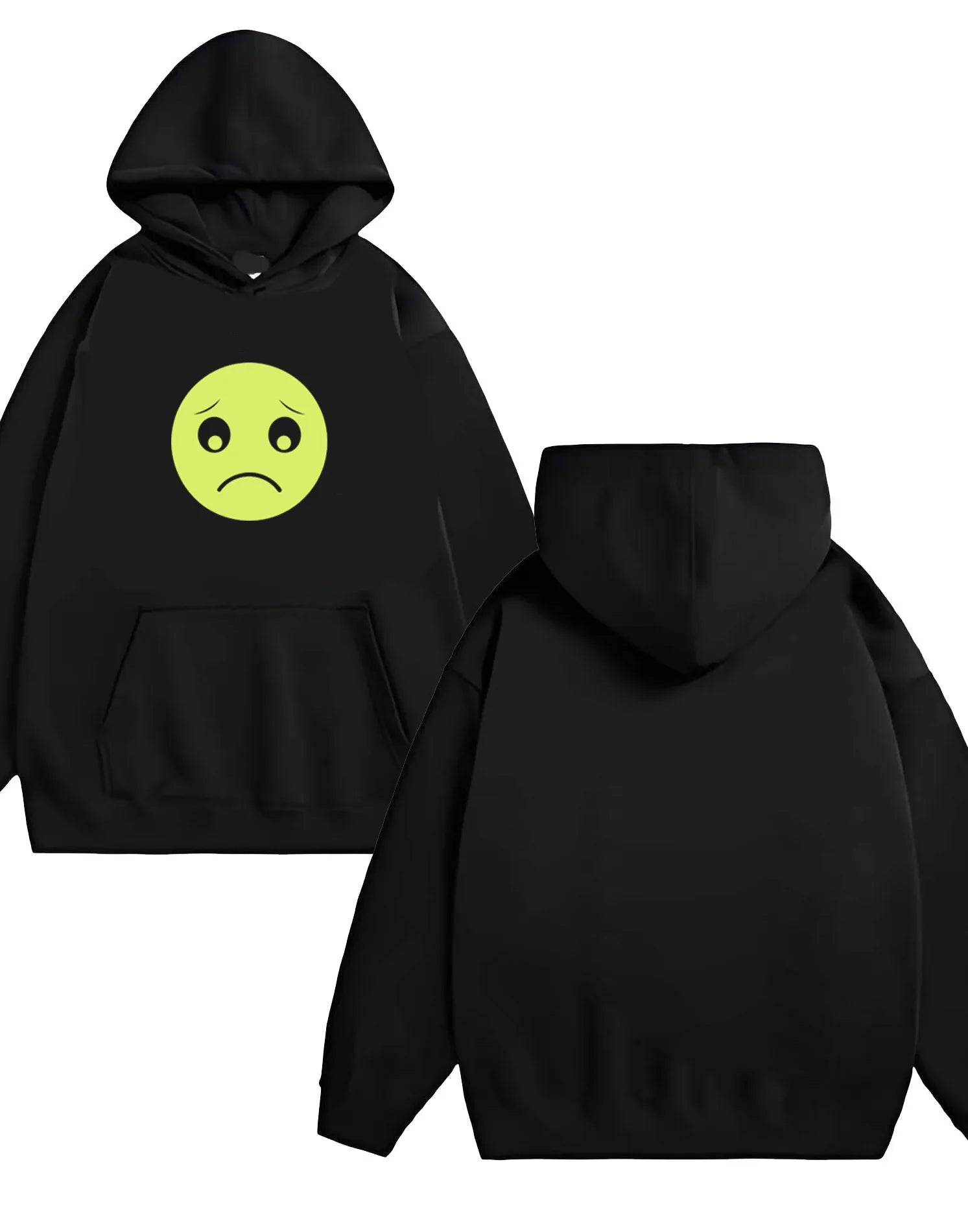 2025 New smiling face printed hooded Sweatshirt for men and women casual and fashionable loose 330G heavy-duty hooded sweatshirt