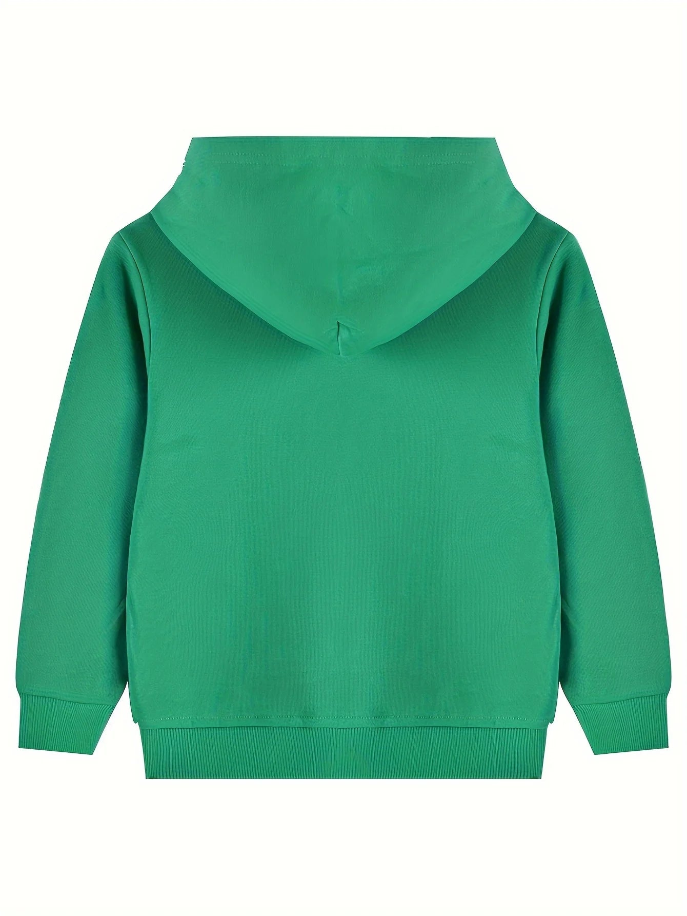 Boys' long sleeved sweatshirt, green hooded large pocket outdoor casual autumn and winter pullover