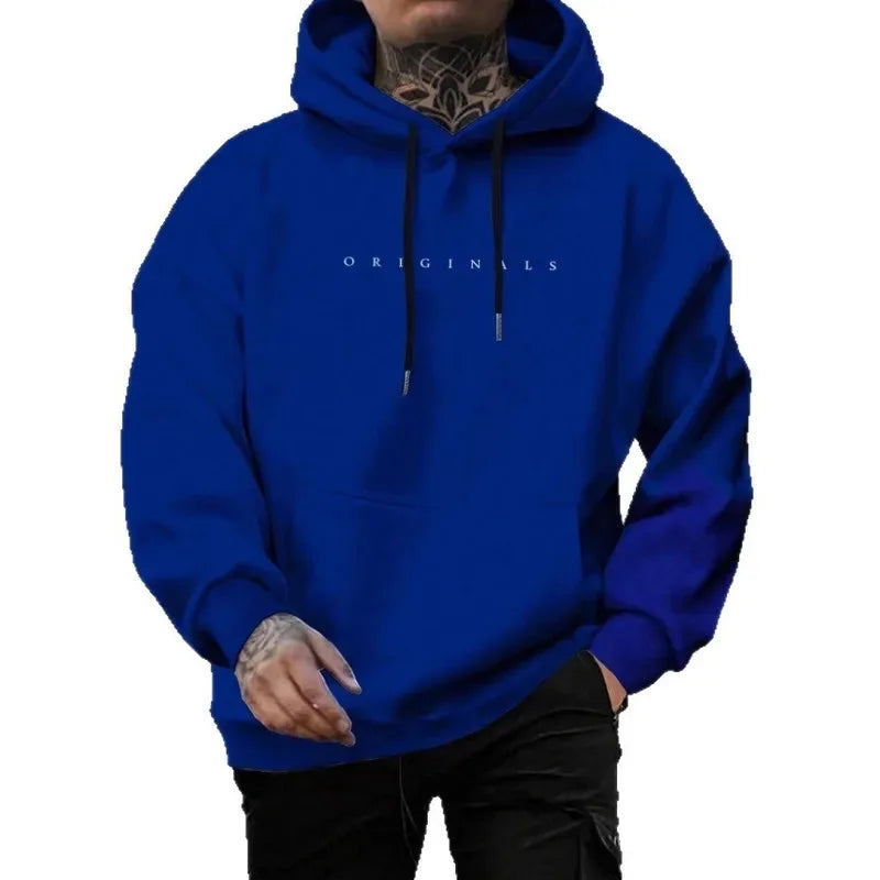 Men's and women's hooded sweatshirt original letter printed long sleeved trendy casual loose warm pullover