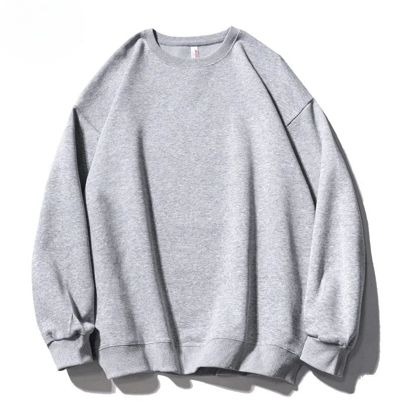 Men's Casual Round Neck Long-sleeved Pullover Sweatshirt Men's Classic Solid Color Top Couples Wear Daily Essential Clothing