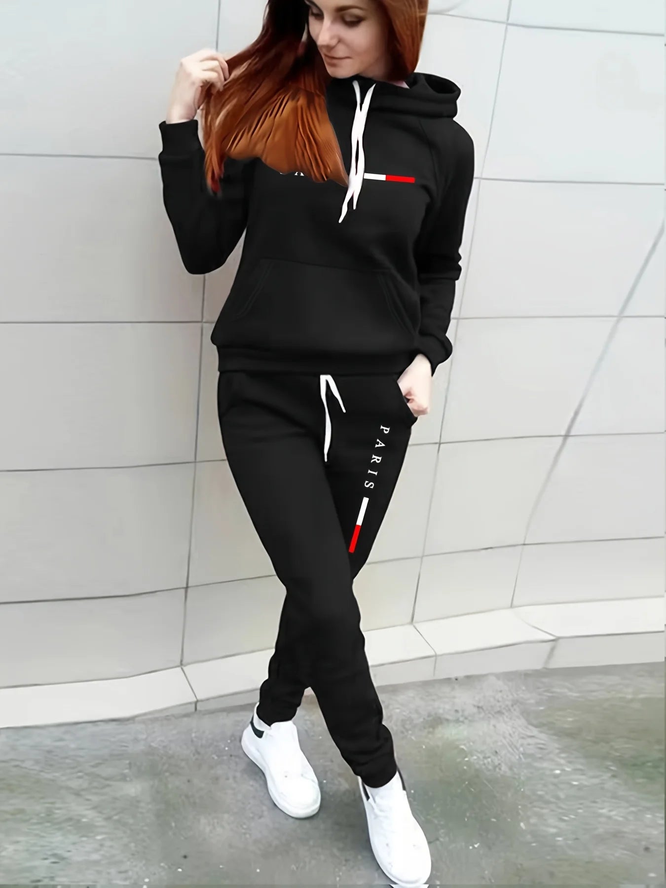 Trendy and Stylish Long-Sleeve Sweatshirt Two-Piece Set, Hooded Sweatshirt, Sweatpants, Casual Sweet and Lazy Style, Unique Retro Fashion, Loose Hooded Pullover, Top and Pants Set for Autumn and Winter, Suitable for School an