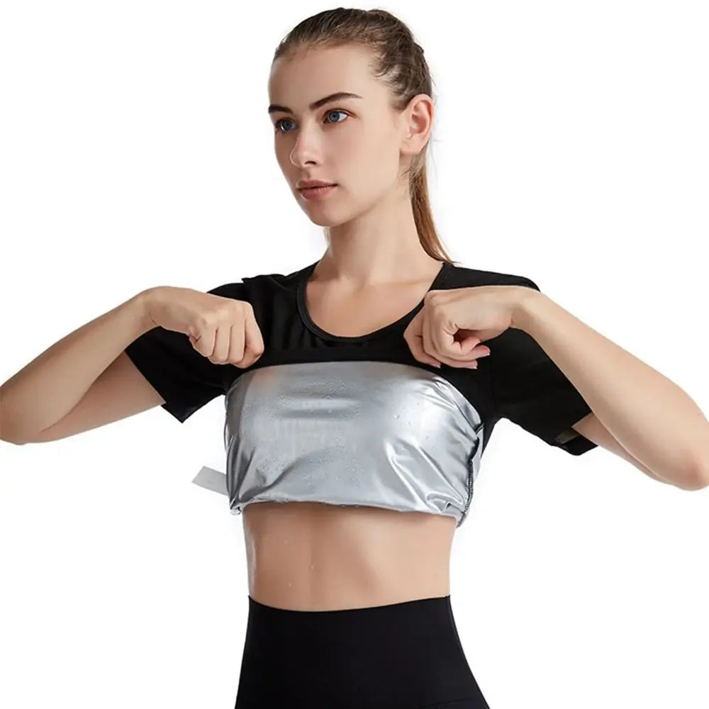 Sweat-resistant Sweat Short Sleeve Compression Fit Fat Burning Shapewear Top Versatile Elastic Women's Sweat Shirt