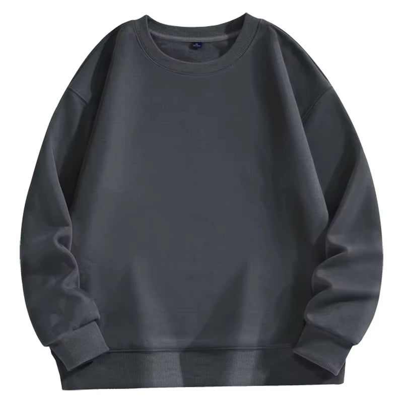 Men's Casual Round Neck Long-sleeved Pullover Sweatshirt Men's Classic Solid Color Top Couples Wear Daily Essential Clothing