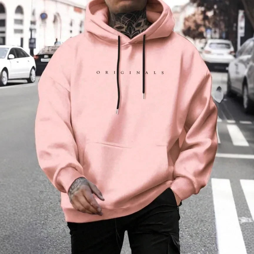 Men's and women's hooded sweatshirt original letter printed long sleeved trendy casual loose warm pullover