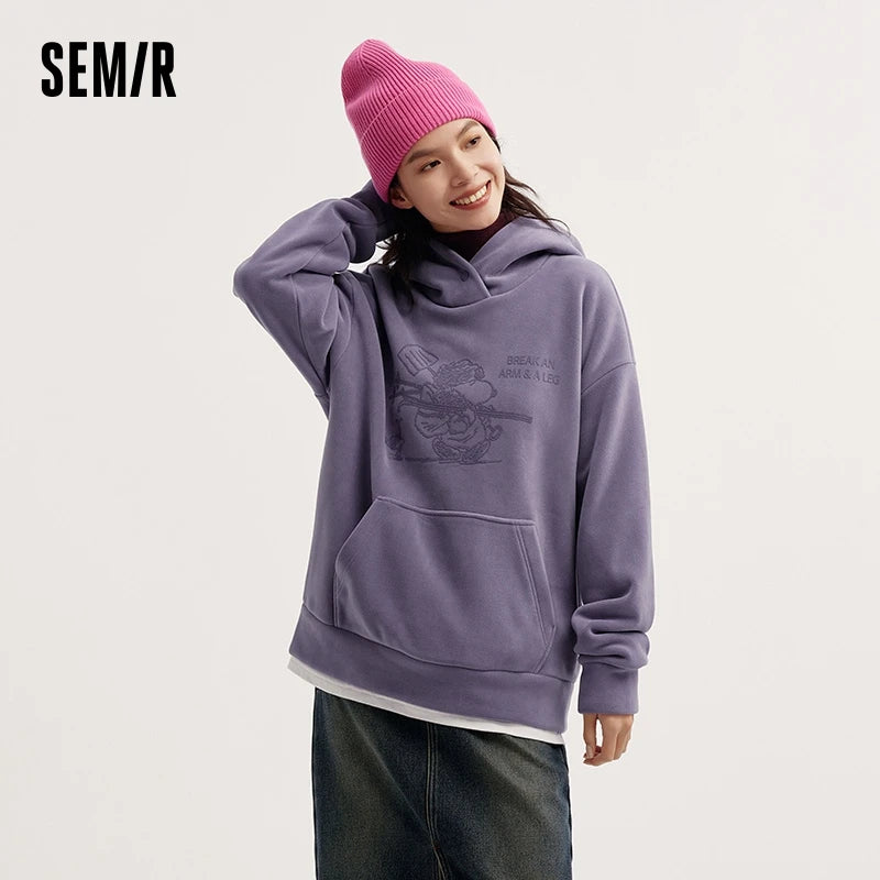 Semir Sweatshirt Women Mid-Length Patterned 2025 New Oversize Warm Versatile Soft Winter Hoodies For Woman