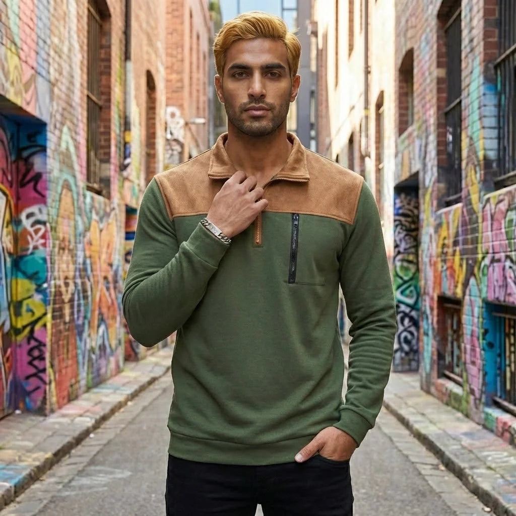 Spring Autumn Sweatshirt  Multi Size Casual Men's Fashion Top Comfortable Outdoor Wear Multi Color Short Zipper Clothes