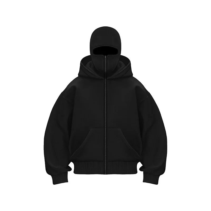 Double Hood Zip Up Sweatshirt Jacket Autumn Ins Style Unisex Couple Top for Spring Fall Winter Wear