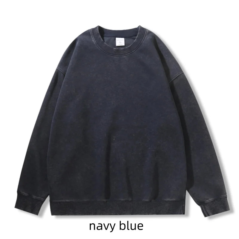 Washed Sweatshirt for Men Women Cotton Loose O-Neck Oversized Clothing Korean Y2k Tops Casual Vintage Long Sleeve Hoody 2026