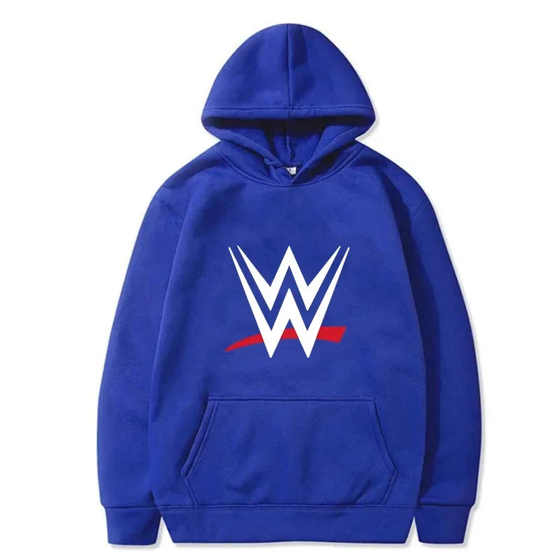 New loose hooded sweatshirt with WWE logo print, men's and women's fashionable sweaters, casual hooded sweatshirt, men's long sl