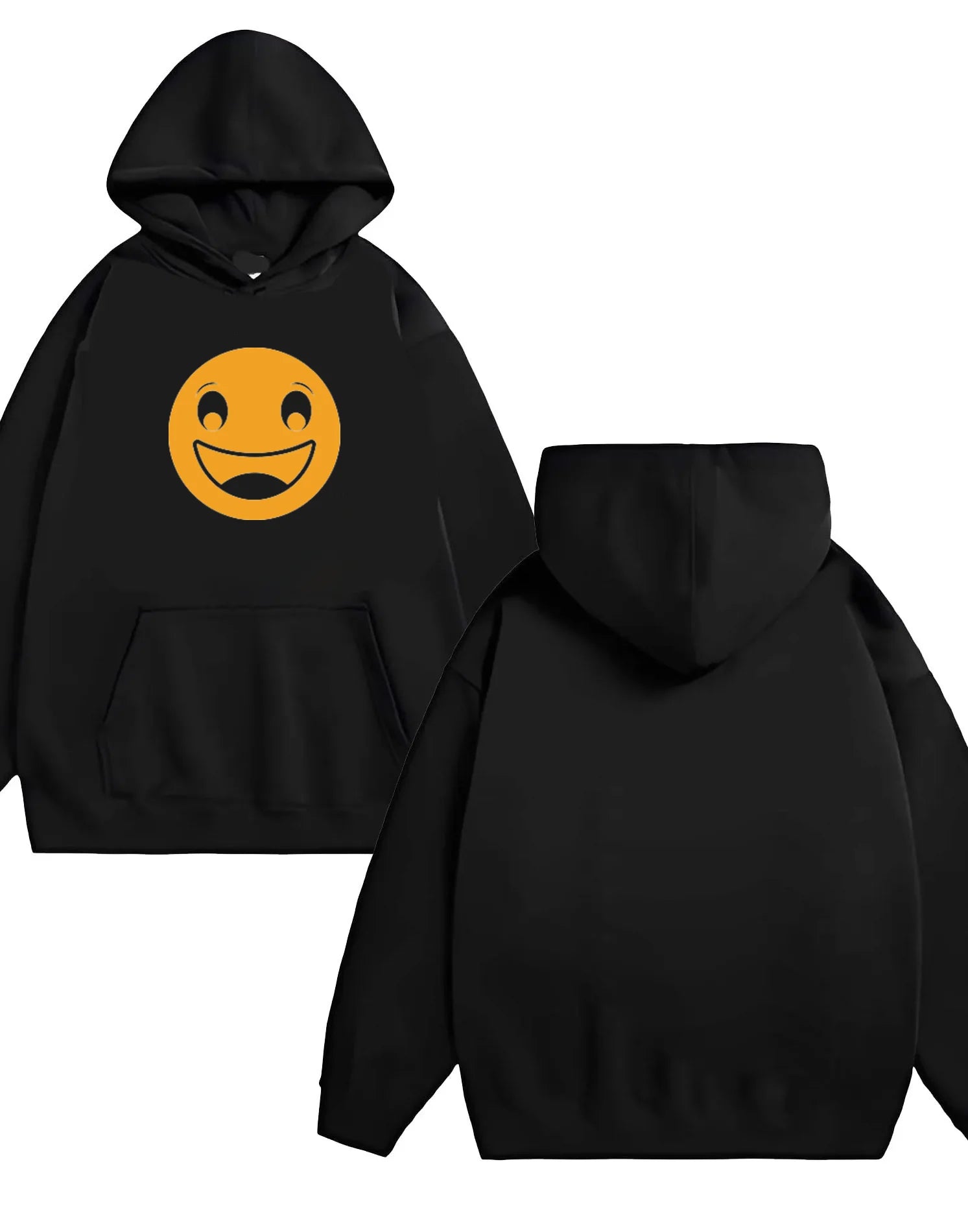 2025 New smiling face printed hooded Sweatshirt for men and women casual and fashionable loose 330G heavy-duty hooded sweatshirt