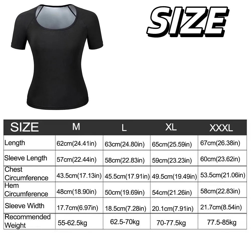 Sweat-resistant Sweat Short Sleeve Compression Fit Fat Burning Shapewear Top Versatile Elastic Women's Sweat Shirt