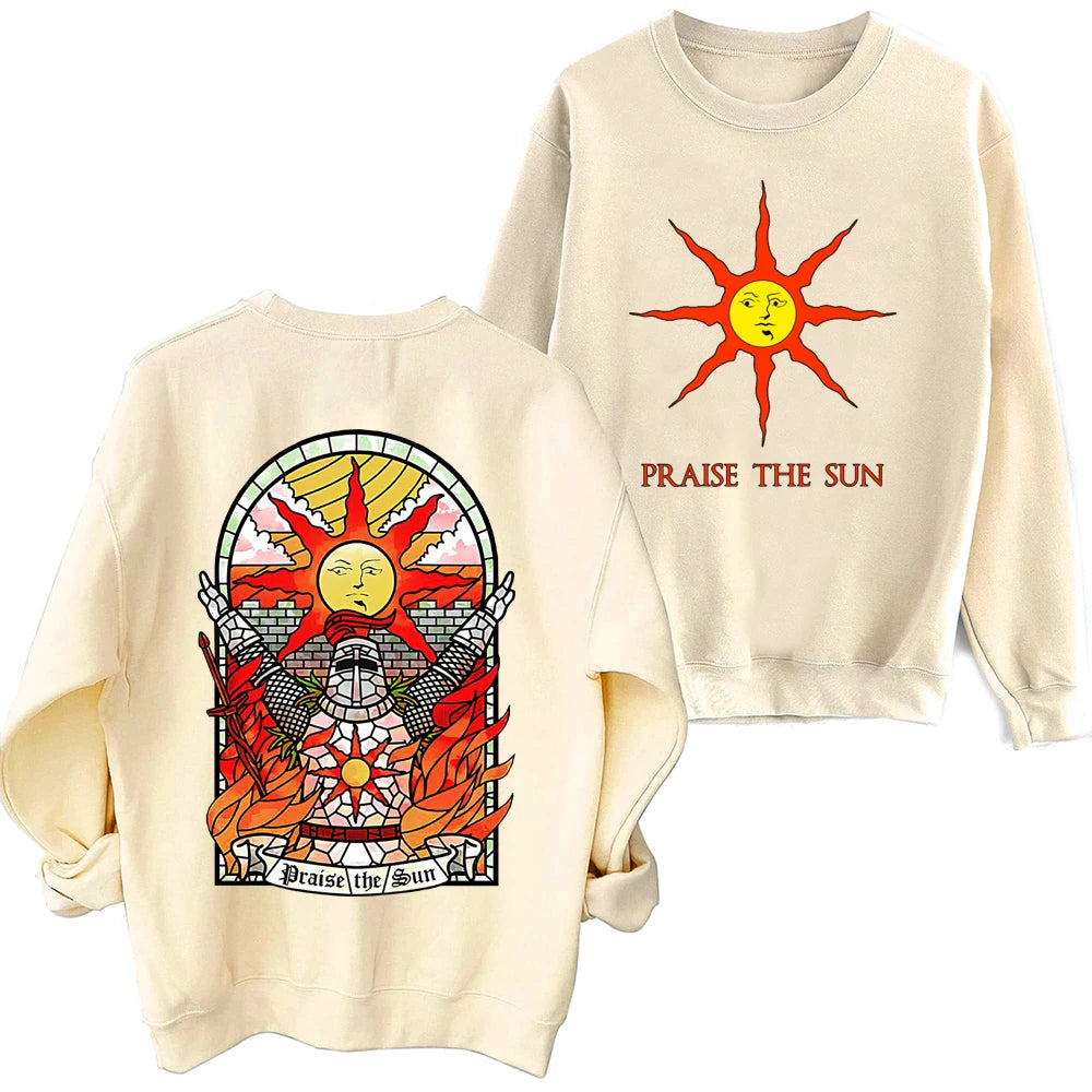 Dark Souls Praise The Sun Sweatshirt Man Woman Harajuku Round Neck Long Sleeve Oversized