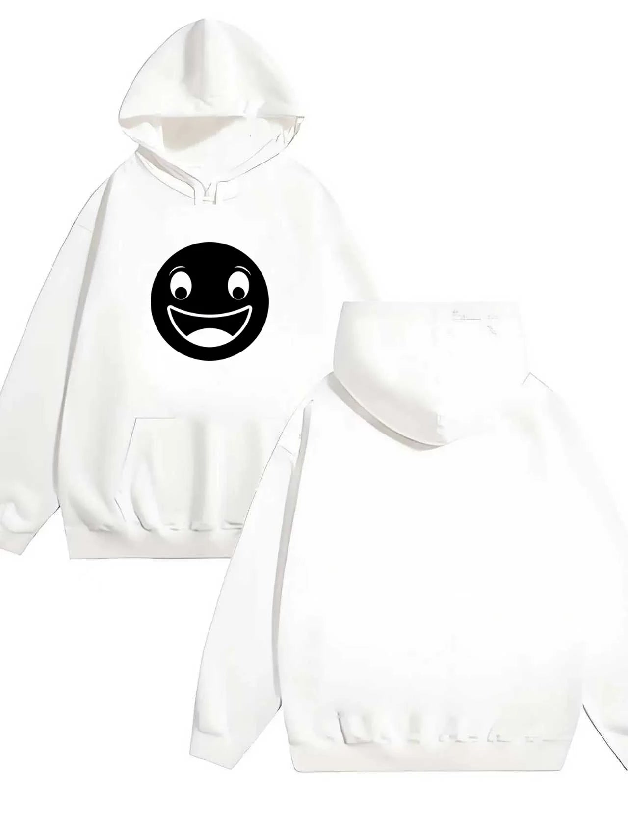 2025 New smiling face printed hooded Sweatshirt for men and women casual and fashionable loose 330G heavy-duty hooded sweatshirt