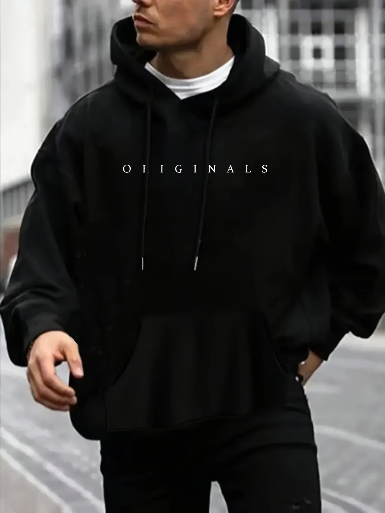 Men's and women's hooded sweatshirt original letter printed long sleeved trendy casual loose warm pullover