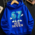 Boys' Comfortable Fleece Hooded Sweatshirt with Cartoon Characters and Number 67 Casual Winter Warm Kids' Hoodie