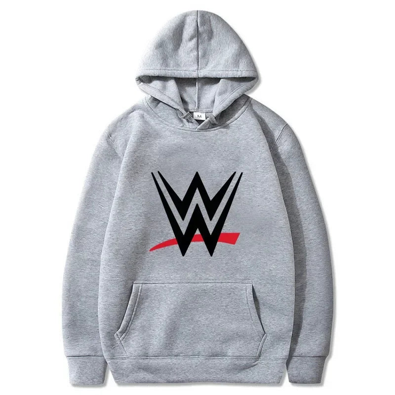 New loose hooded sweatshirt with WWE logo print, men's and women's fashionable sweaters, casual hooded sweatshirt, men's long sl