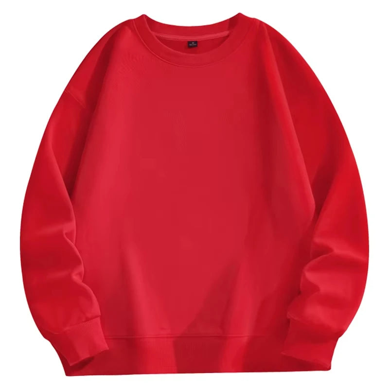 Men's Casual Round Neck Long-sleeved Pullover Sweatshirt Men's Classic Solid Color Top Couples Wear Daily Essential Clothing