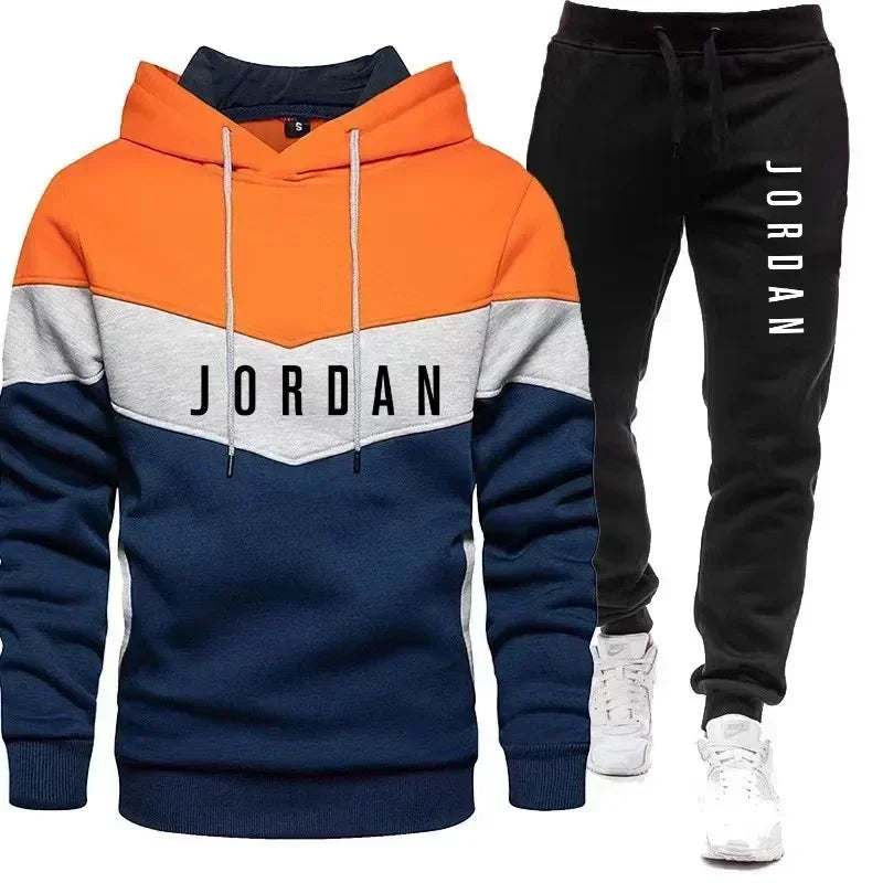 Men's Hooded Sweatshirt Set 2-Piece Tracksuit 2025 Autumn Winter Thermal Jogging Suit Long Sleeve Athletic Wear Gym Fitness Trai