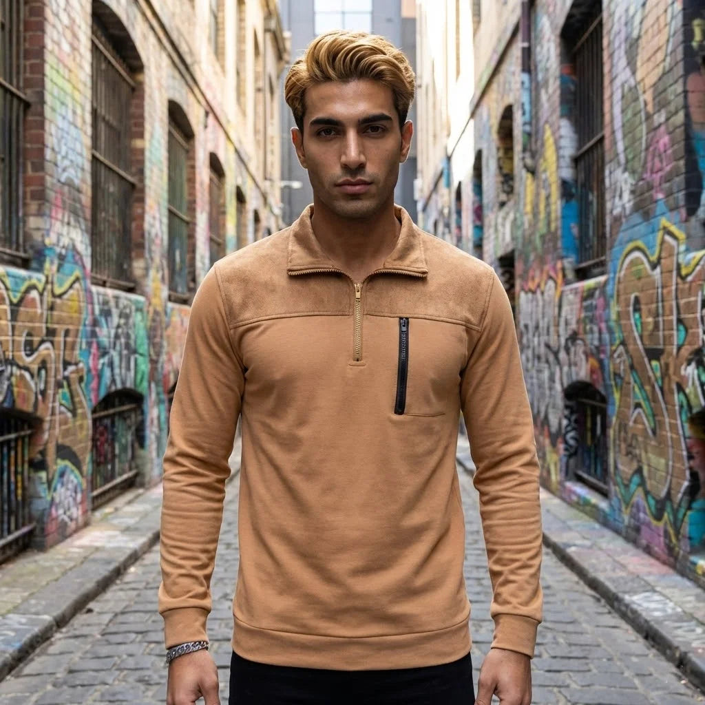 Spring Autumn Sweatshirt  Multi Size Casual Men's Fashion Top Comfortable Outdoor Wear Multi Color Short Zipper Clothes